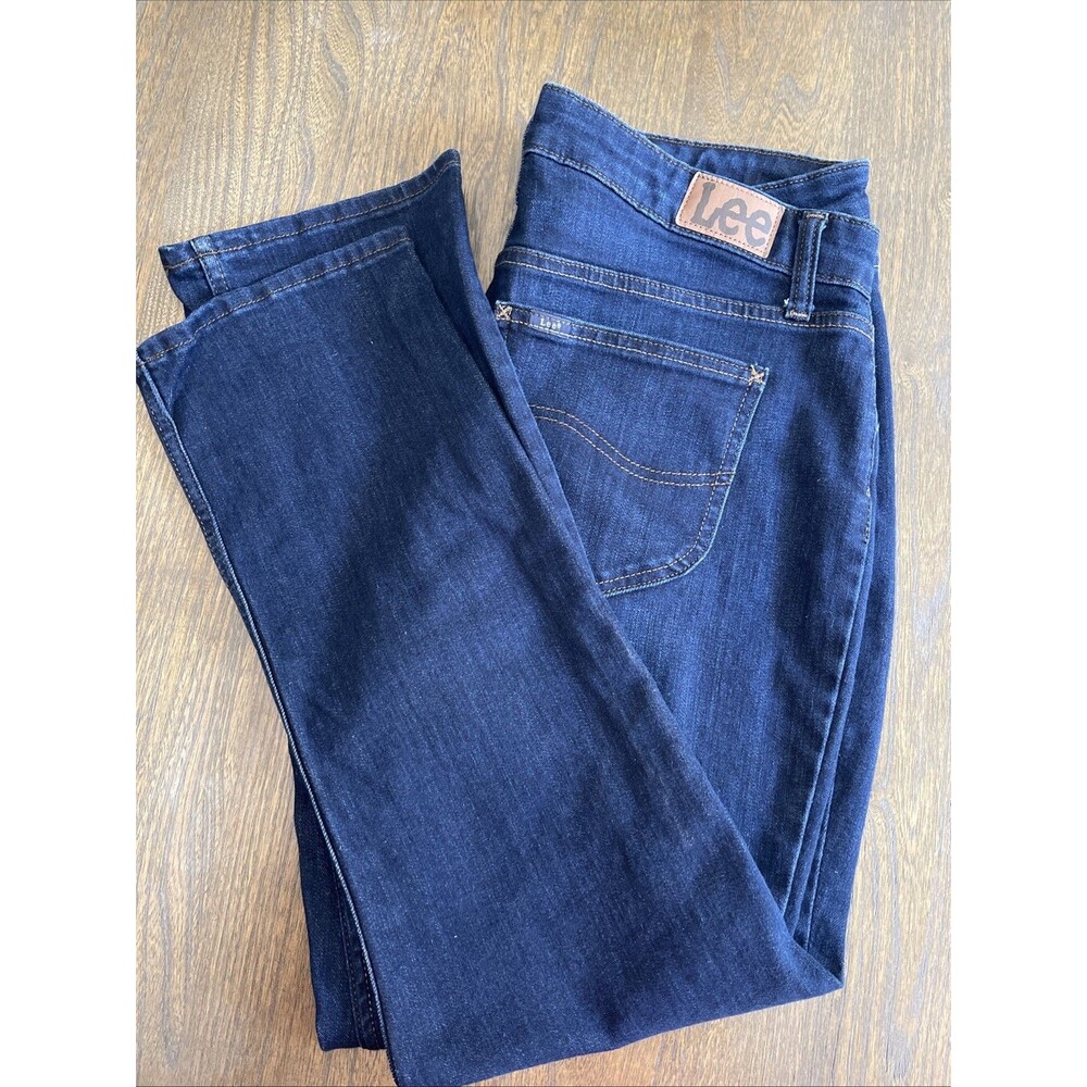 Lee Women Jeans 16 Long Dark Wash 36x30 Straight Leg